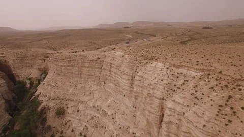 Flying in the canyon of Ein Avdat Reserve. Negev Desert. Israel. DJI-0208-06 Stock Footage 123656058