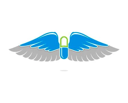 Flying capsule with wings logo Illustrazione stock