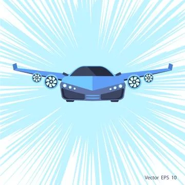 Flying car. Future transport .Vector illustration. Stock Illustration