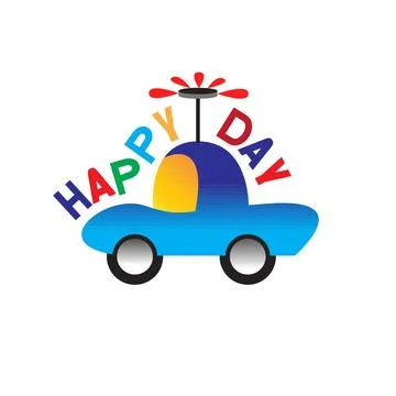 Flying car  Happy day Vector art Stock Illustration