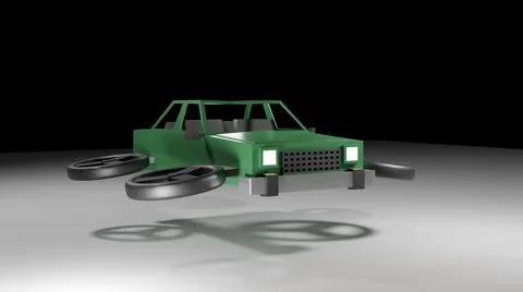 Flying car hovering over ground. Stock Illustration