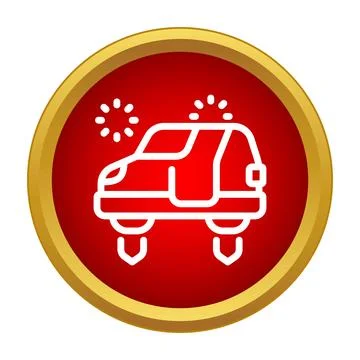 Flying car icon representing future urban transport technology Stock Illustration