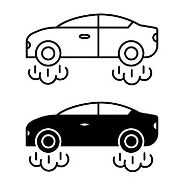 Flying Car Icons. Vector Icon of Vehicle Taking Off. Future Technology Concep Stock Illustration