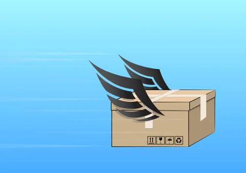 Flying cargo box Stock Illustration