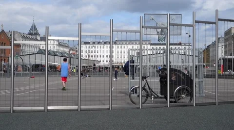 The Flying Carpet, a playing field and recreational area in central Copenhagen 스톡 동영상 61967259