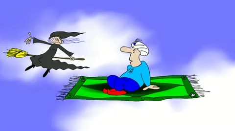 FLYING CARPET vs.BROOMSTICK Stock Footage 11828015