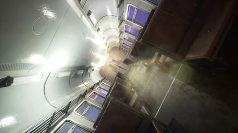 Flying in the carriage of an interstellar train hurtling through space at Vidéo 169366019