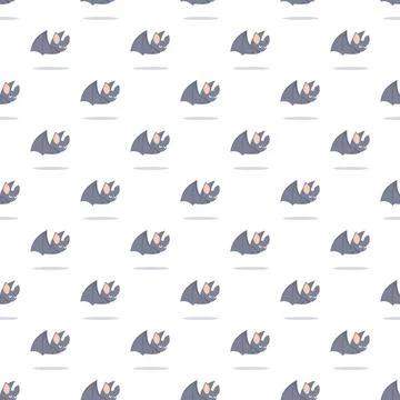 Flying cartoon bat seamless pattern on white background 스톡 일러스트