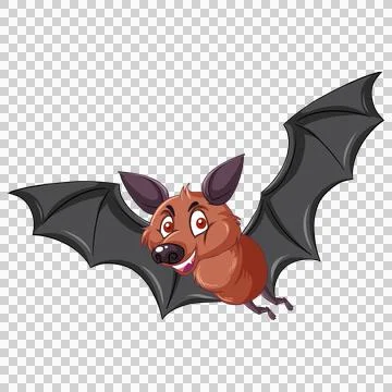 Flying Cartoon Bat with Smiling Face イラスト素材