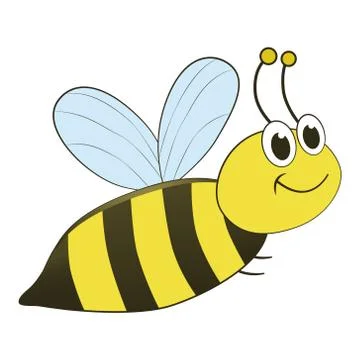 Flying Cartoon Bee Vector Illustration on Isolated White Background Stock Illustration