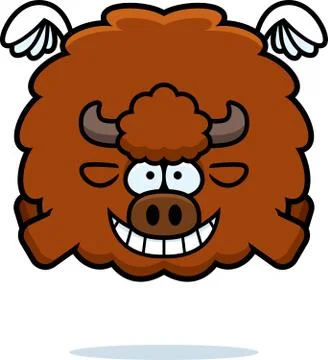 Flying Cartoon Buffalo Stock Illustration