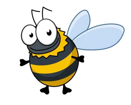 Flying cartoon bumble bee or honey bee Stock Illustration