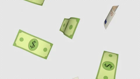 Flying Cartoon Dollar Banknotes Animation on Alpha Channel, Loop Stock Footage 281597782