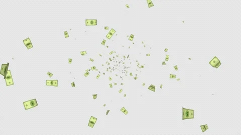 Flying Cartoon Dollar Banknotes Animation on Alpha Channel, Loop Stock Footage 313342010