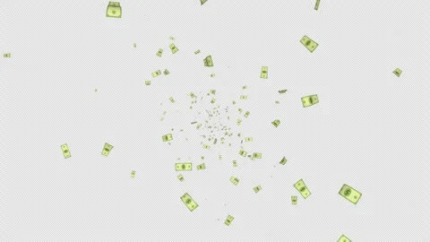 Flying Cartoon Dollar Banknotes Animation on Alpha Channel, Loop 库存影片 313343431