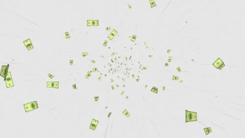 Flying Cartoon Dollar Banknotes Animation on Alpha Channel, Loop 库存影片 316764611