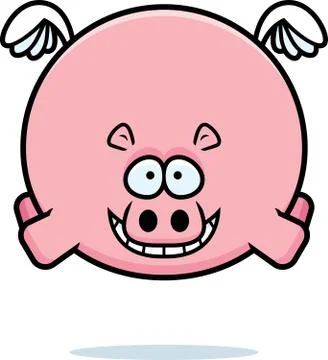 Flying Cartoon Hippo Stock Illustration