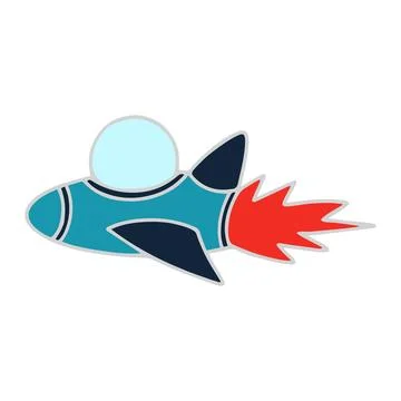 Flying Cartoon Space Rocket Shuttle Icon Stock Illustration