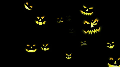 Flying Carved Pumpkin Faces Loop Stock Footage 39933373