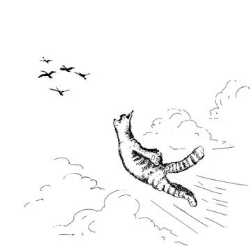 Flying cat Stock Illustration