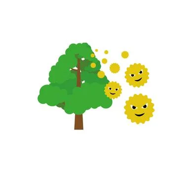 Flying cedar pollen, vector illustration Stock Illustration