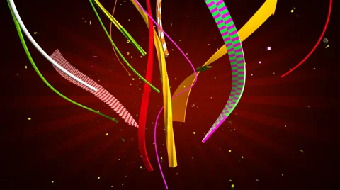 Flying celebration ribbons and confetti Stock Footage