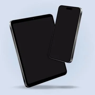 Flying cellphone and tablet pc mockup Illustrazione stock