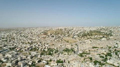 Flying the center of Hebron City. West Bank. Israel. DJI_0001-01 스톡 동영상 123721189