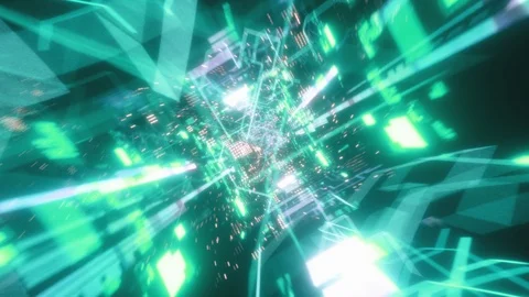 Flying in the chaotic technological futuristic space tunnel. Animation for music Stock Footage 113014584