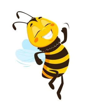 Flying cheerful honey bee bug cartoon character Stock Illustration