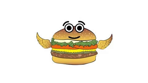 The flying cheeseburger on white Stock Footage 98302861