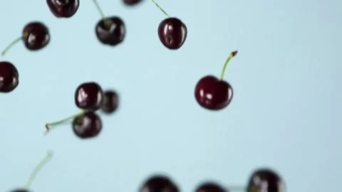 Flying Cherry Close-Up Stock Footage 318409995