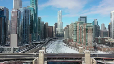 Flying Into Chicago in Winter - 4K Stock Footage 148318949
