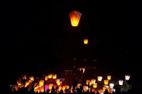 Flying Chinese Lantern Stock Photos