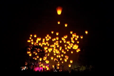 Flying Chinese Lantern Stock Photos