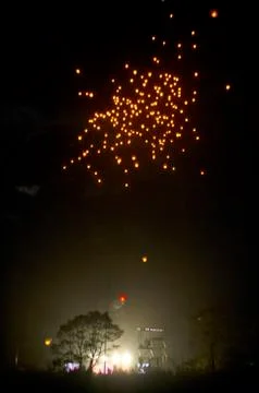 Flying Chinese Lantern Stock Photos