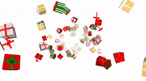 Flying Christmas gift boxes - seamless loop, overlay, alpha channel Stock Footage 63332435