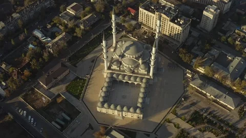 Flying in a circle on a drone of the Republican Central Mosque Stock Footage 259968942