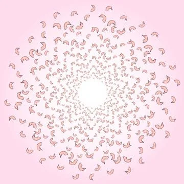 Flying from the circle of rose petals, cherry blossoms, cherries, apricots, a Stock Illustration