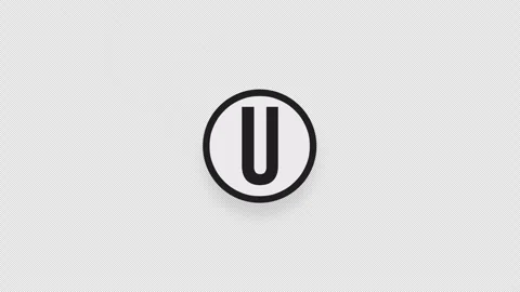 A flying circle sticker with the letter U Video stock 255584157