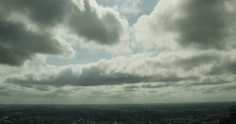 Flying into city with clouds in the background Stock Footage 145960843