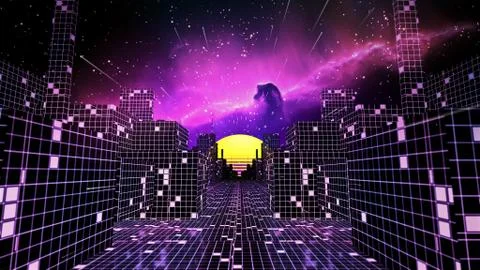 Flying In City Machine Network Stock Illustration