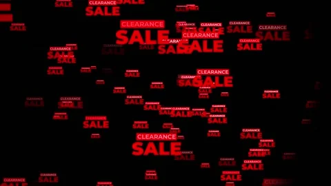 Flying Clearance Text for Business Background Animation Effect on Black Back Stock Footage 165073895