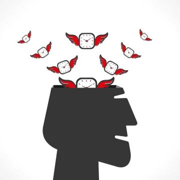 Flying  clock out in head or freedom concept vector Stock Illustration