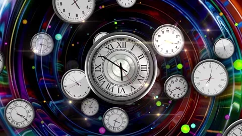 Flying clocks time warp Stock Footage 295172075
