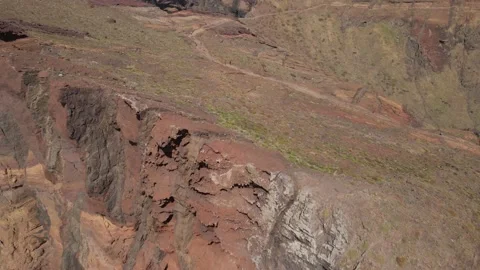 Flying close to the cliff in "Ponta de Sao Lourenco" in Madeira, Portugal Stock Footage 232732686