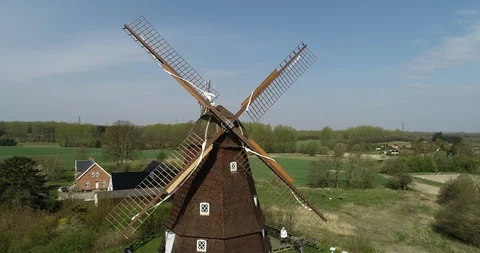 Flying close to old windmill Video stock 106879957