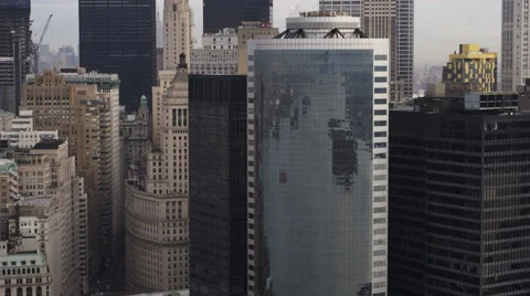 Flying close past Manhattan Financial District skyscrapers. Shot in 2011. Stock Footage 59166020
