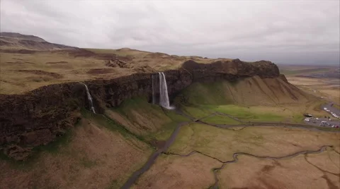 Flying Close to Waterfall Stock Footage 64165580