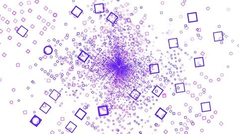 Flying cloud of squared silhouettes. Design. Rotating field of small squares. Stock Illustration